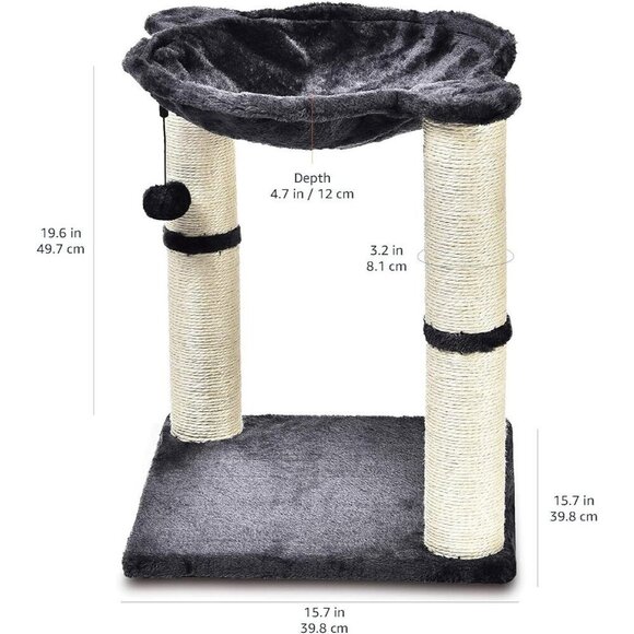 Basics Cat Tower with Hammock Scratching Posts and Dangling Ball for Indoor Cat. - Picture 3 of 4